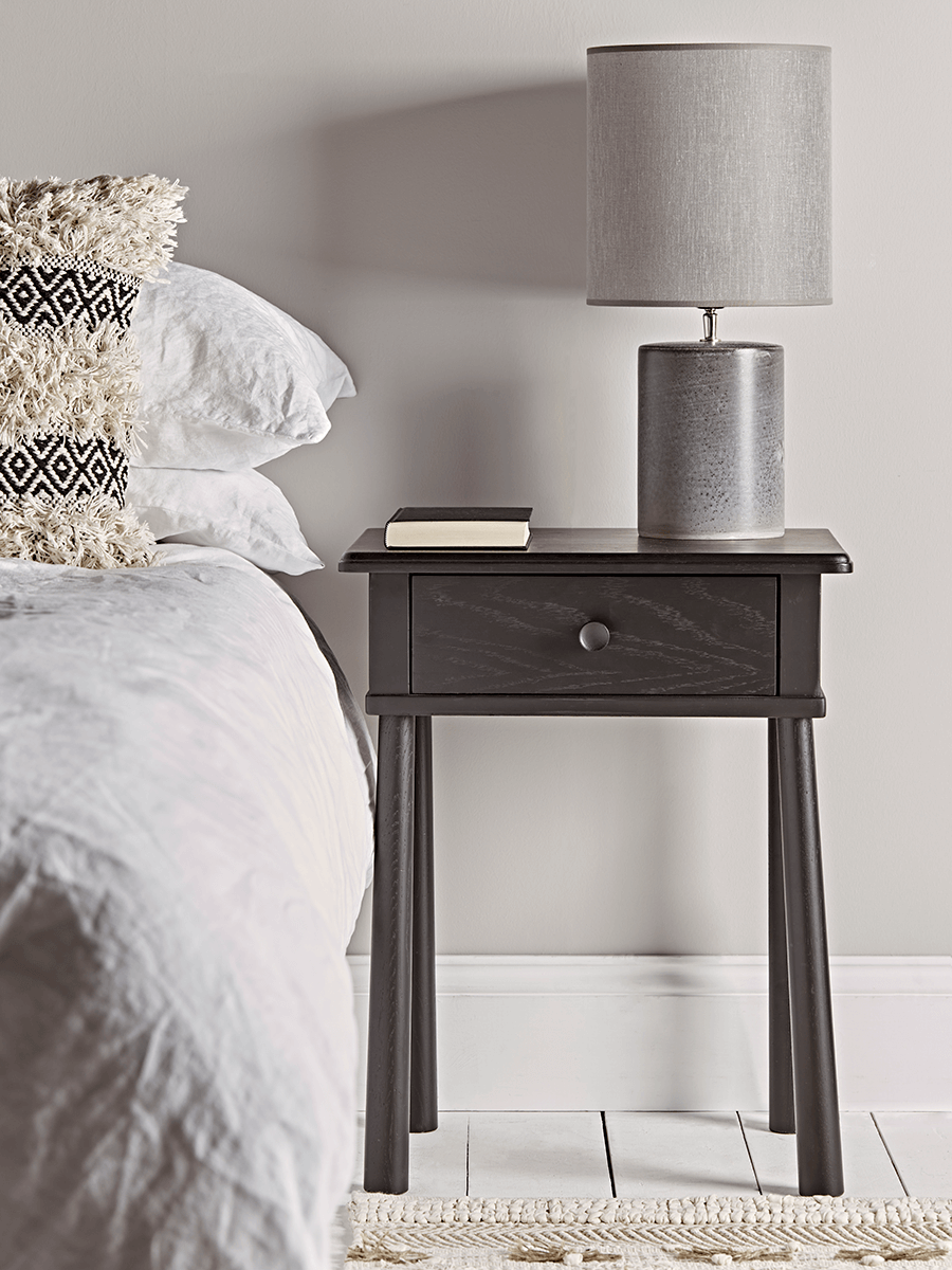 Product photograph of Bergen Oak Beside Table - Black from Cox and Cox.