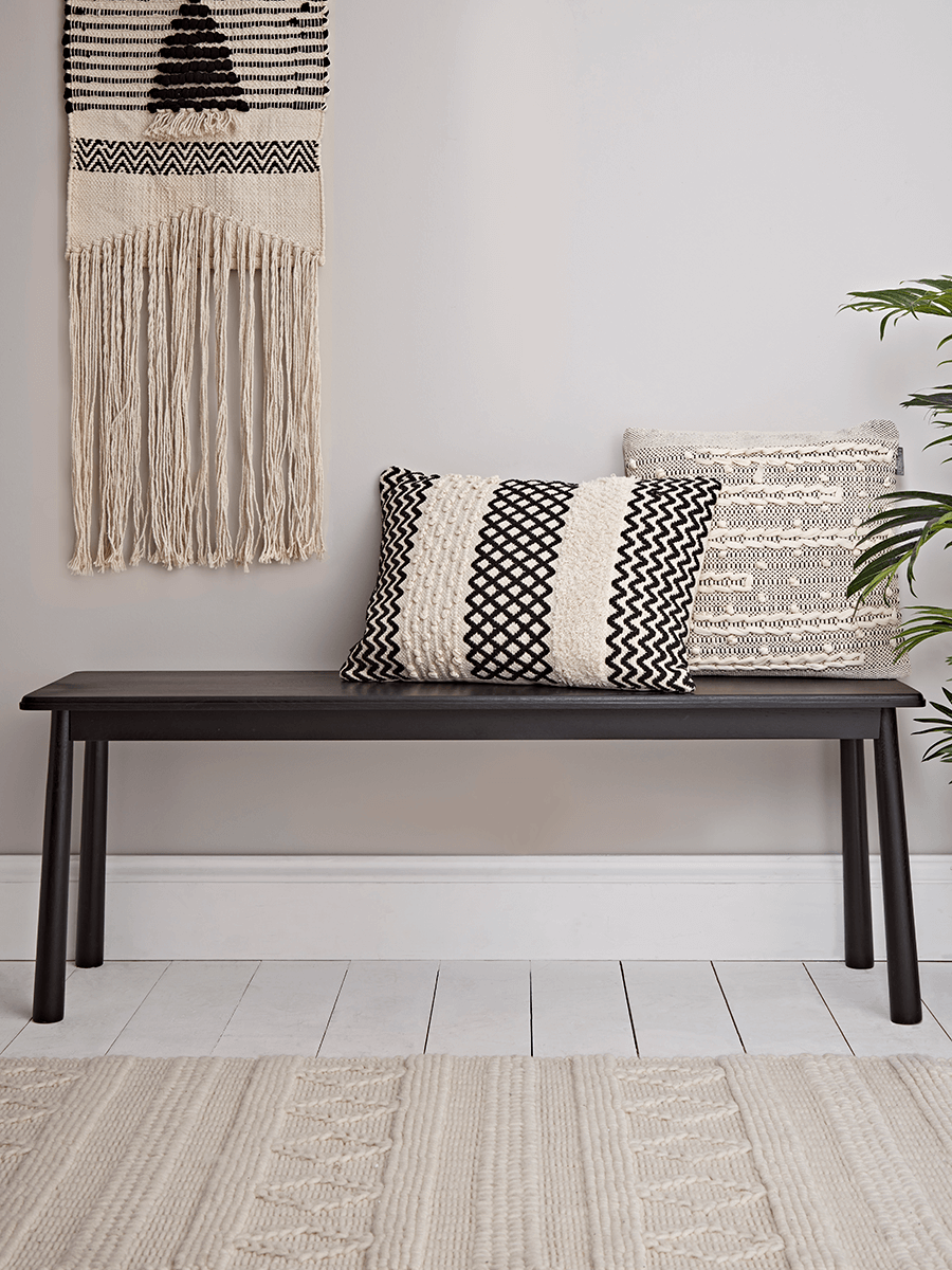 Product photograph of Bergen Oak Bench - Black from Cox and Cox