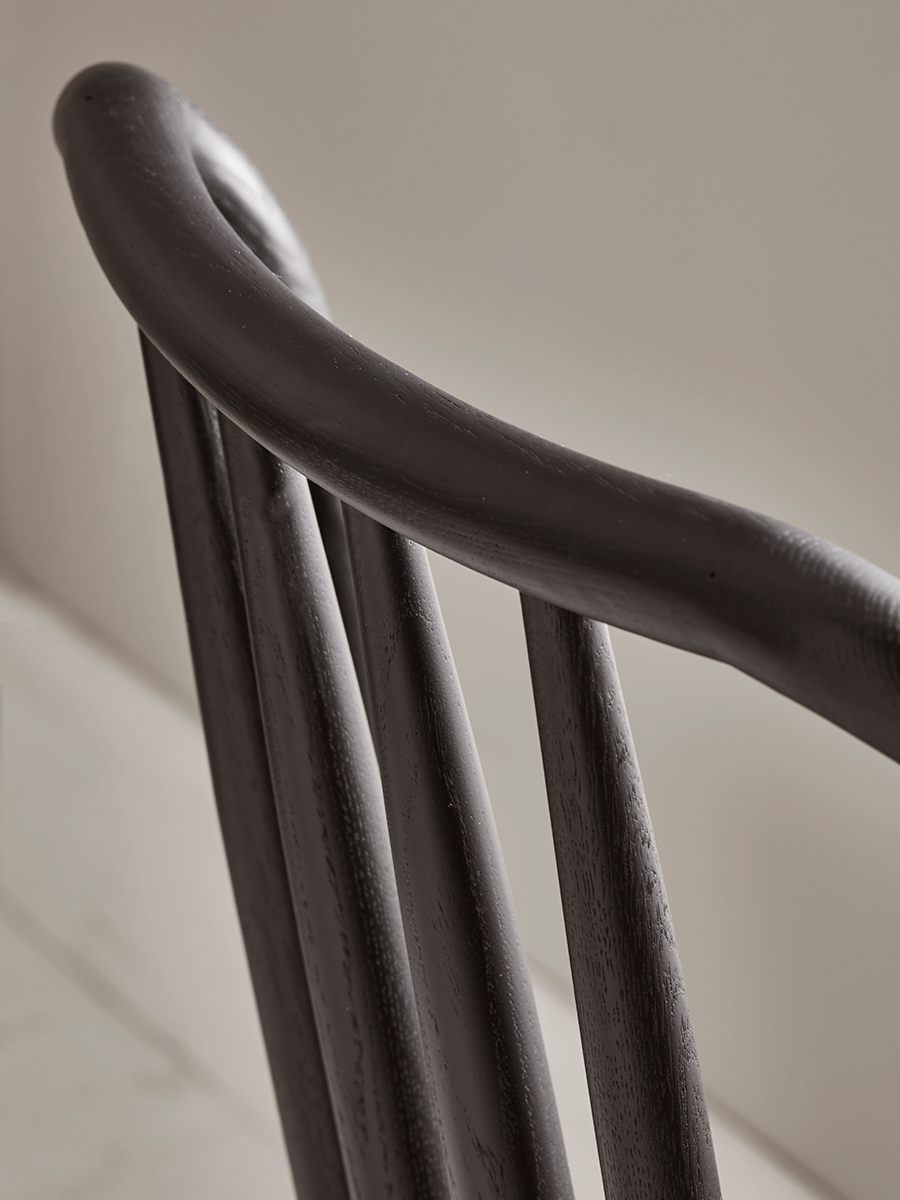 Two Bergen Oak Dining Chairs - Black