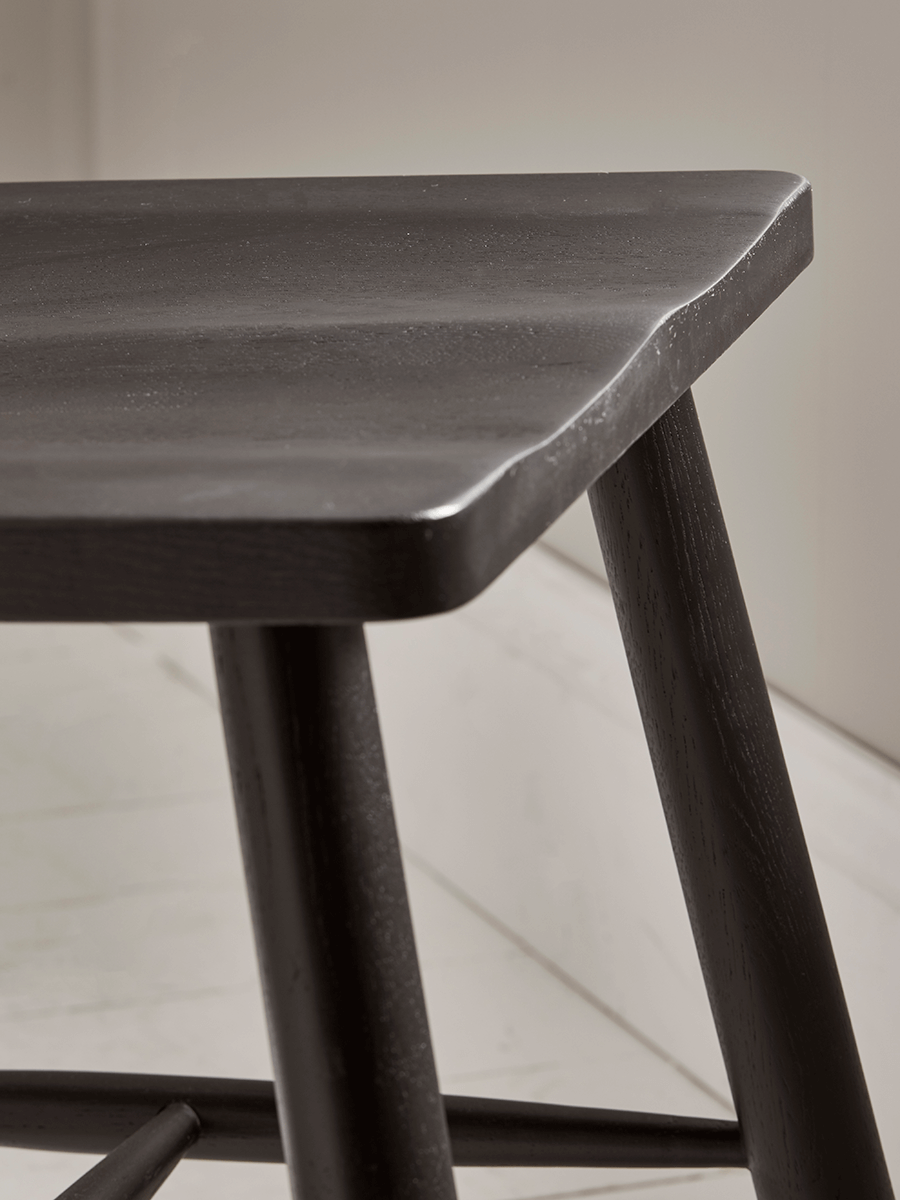 Two Bergen Oak Dining Chairs - Black