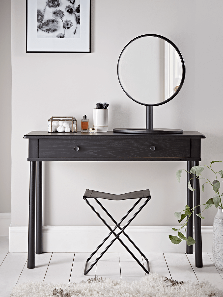 Product photograph of Bergen Oak Dressing Table - Black from Cox and Cox