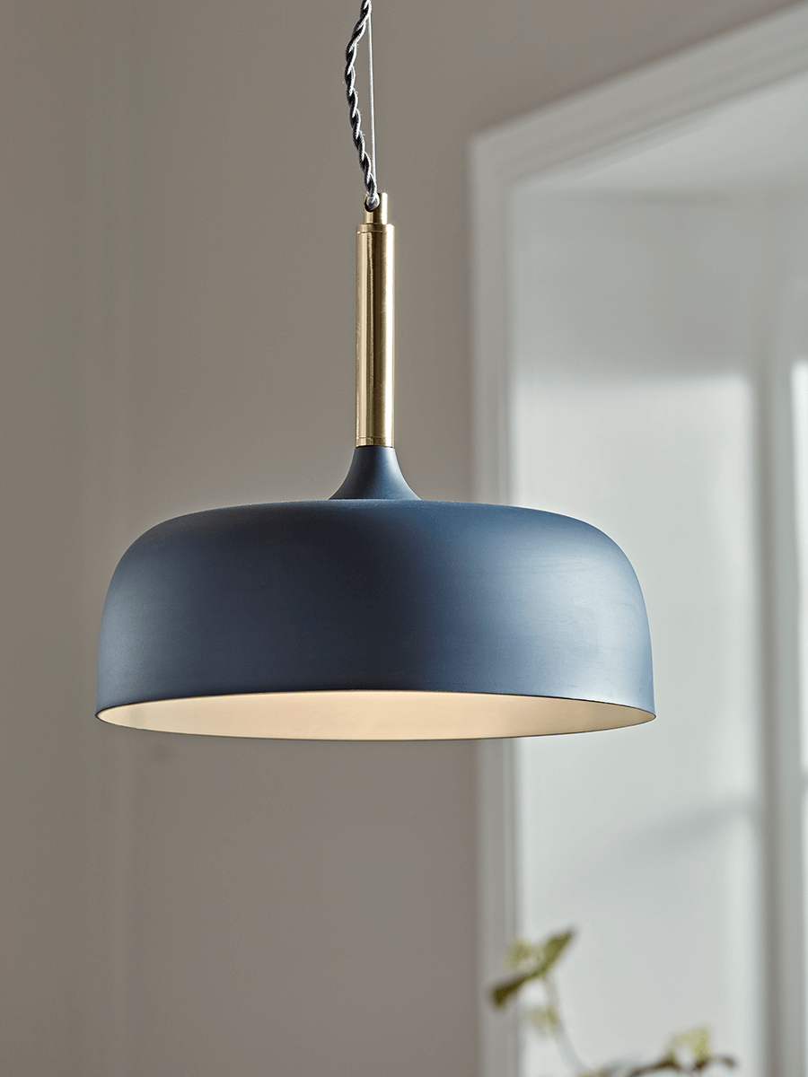 Photo of Blue & brass pendant light