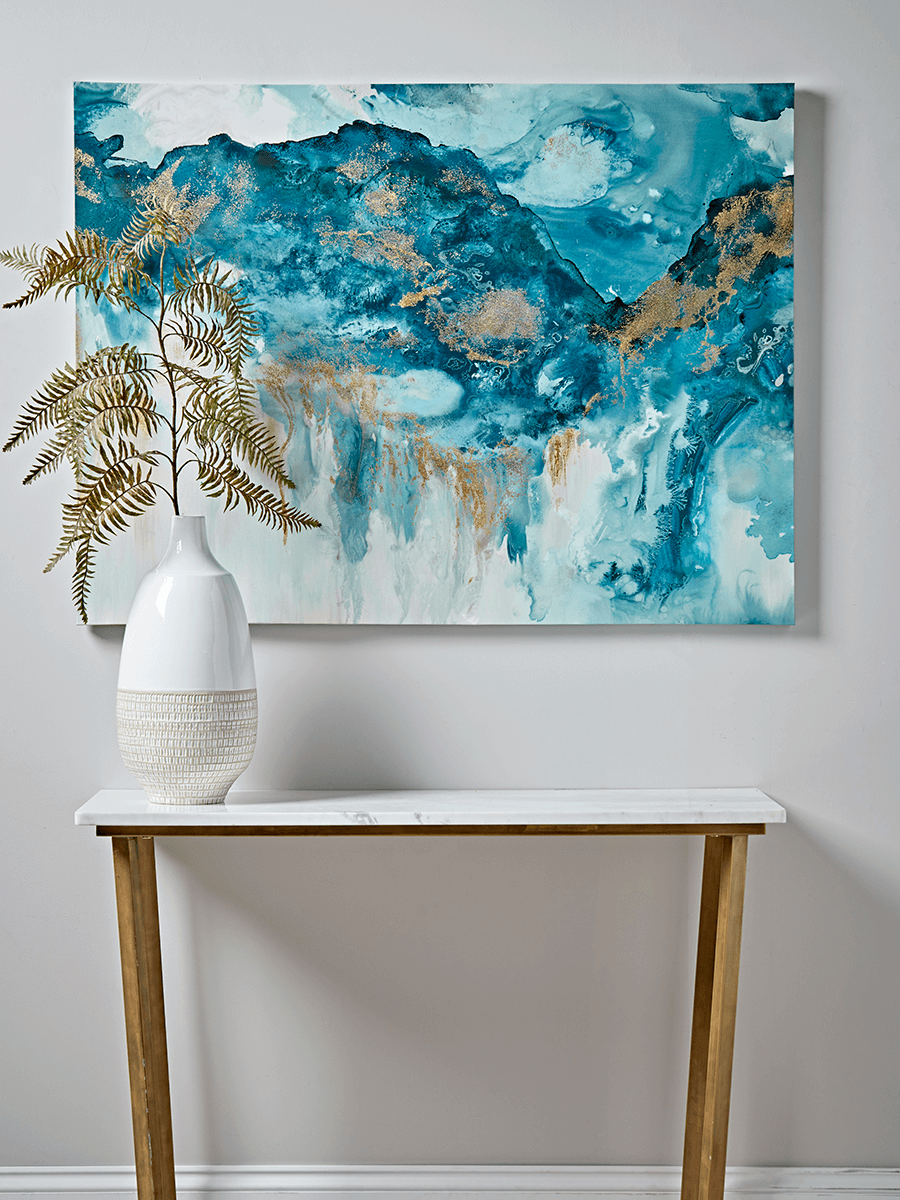 Photo of Blue & gold leaf canvas