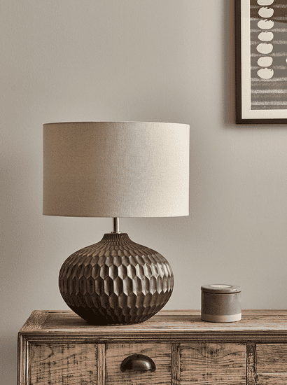 Geometric Textured Table Lamp - Bronze