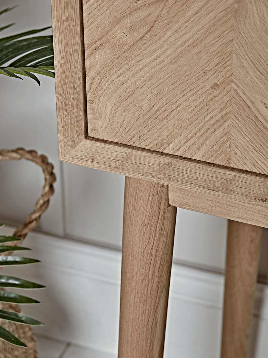 Chevron Oak Drinks Cabinet