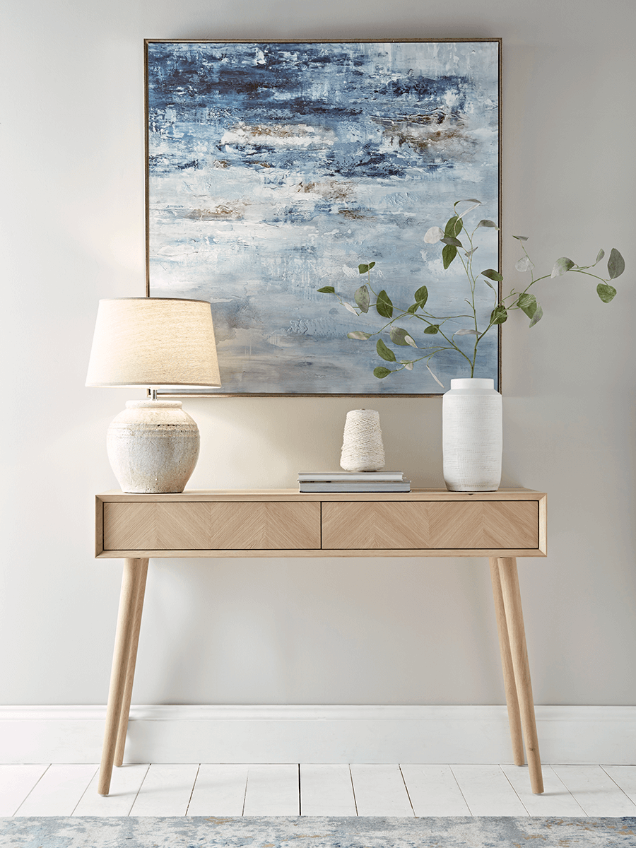 

Chevron Oak Storage Console Table