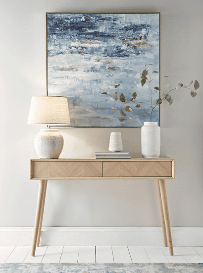 Chevron Oak Storage Console Table