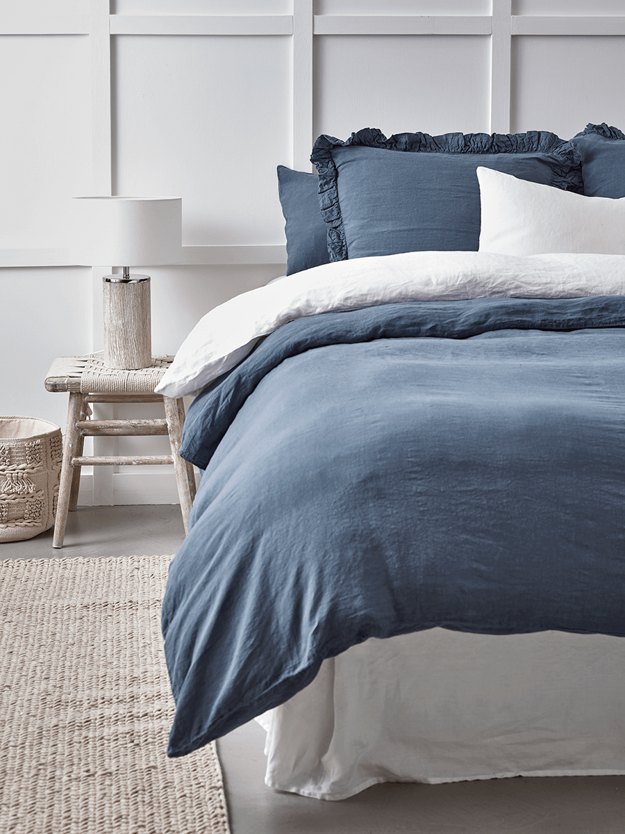 

Washed Linen Kingsize Duvet Cover - Soft Indigo