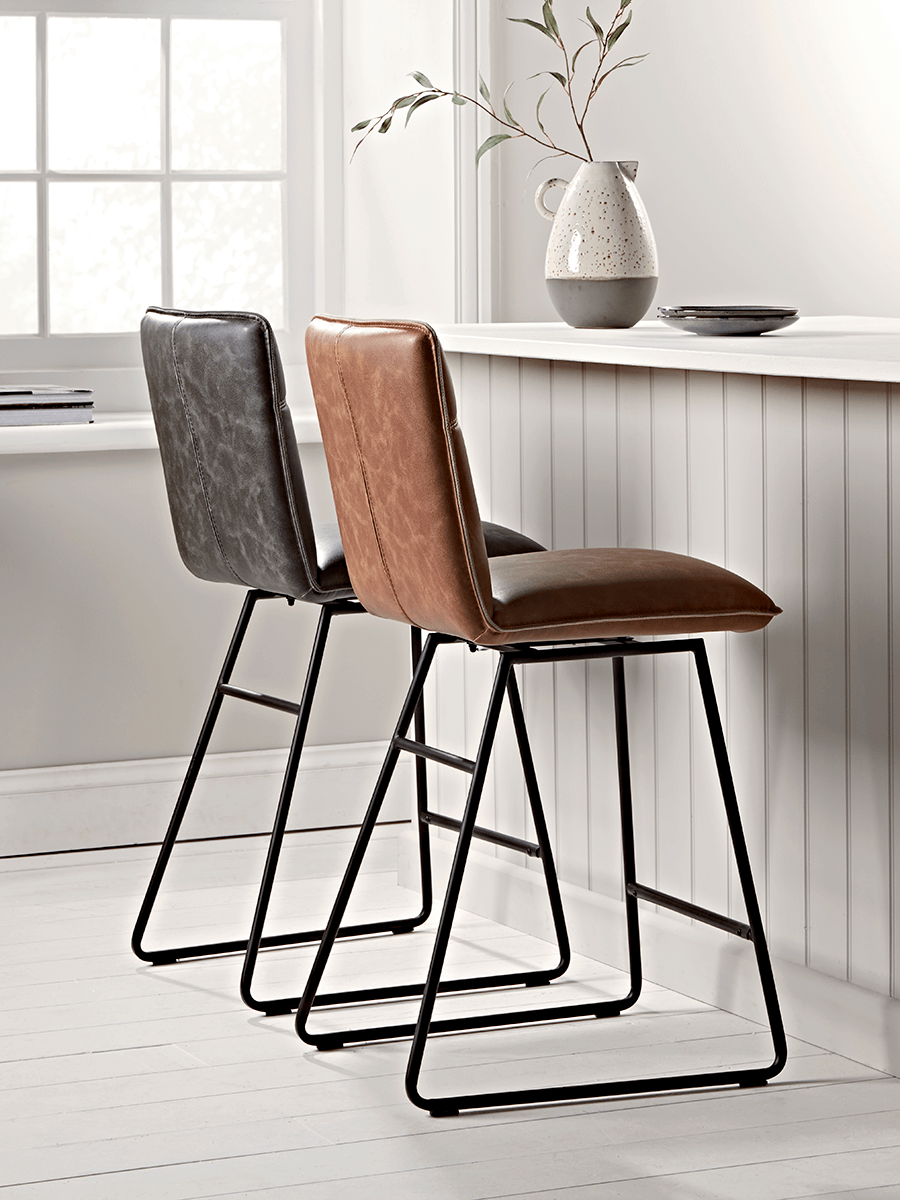 Two Alden Twist Counter Stools - Tan