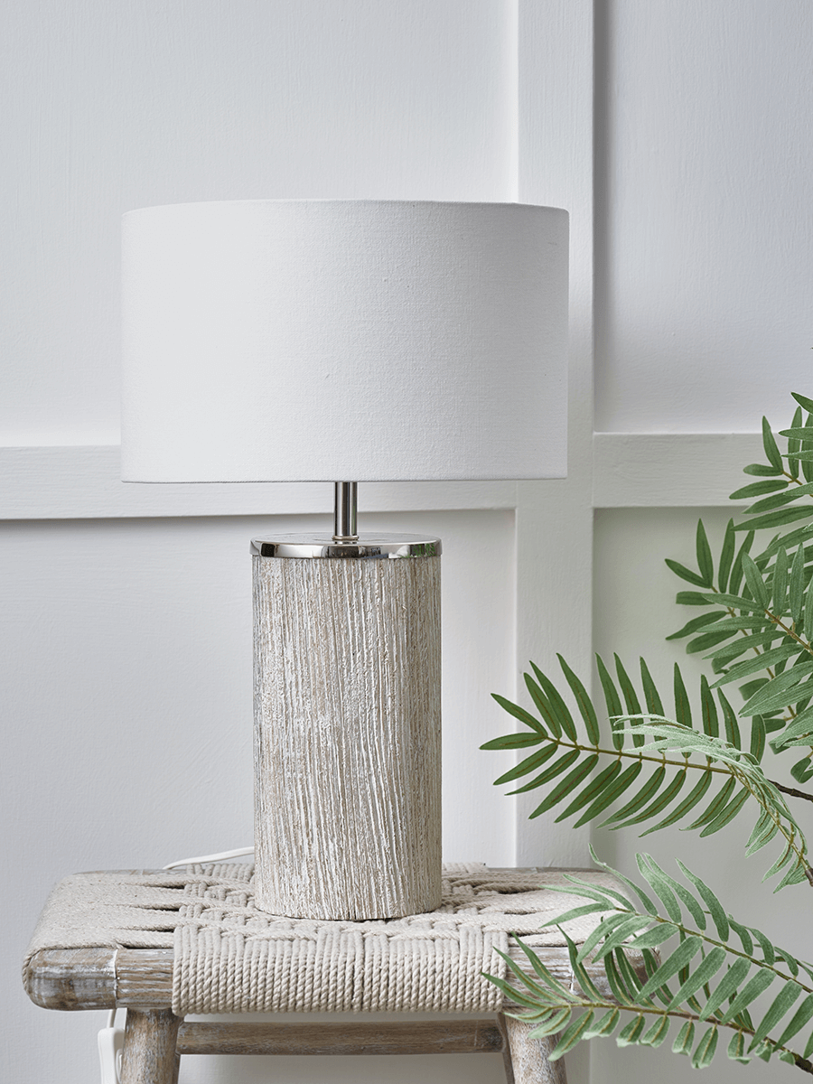 Photo of Limewashed wooden table lamp