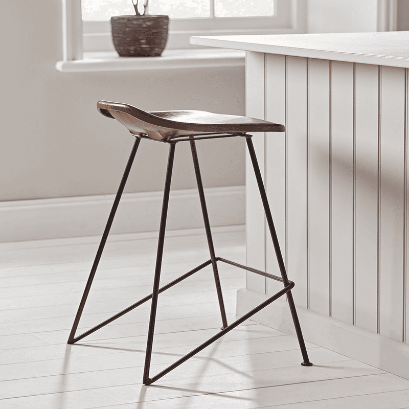 Metal bar stool with leather seat on sale