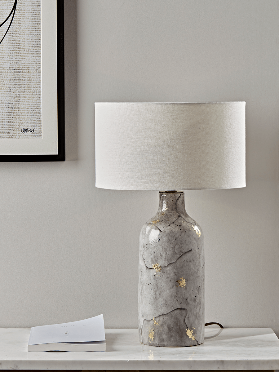 Photo of Painted marble & gold table lamp