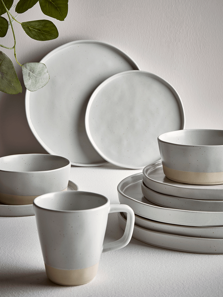 

Six Speckled Cereal Bowls - Mineral