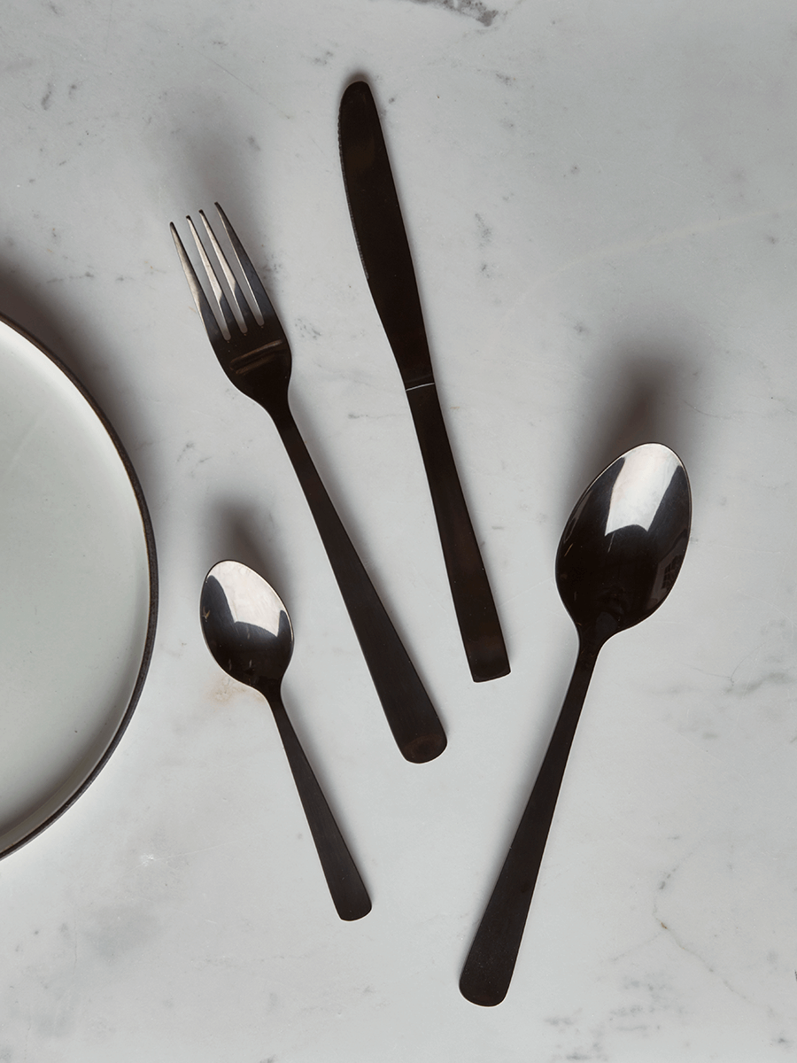 Polished Black Cutlery Set