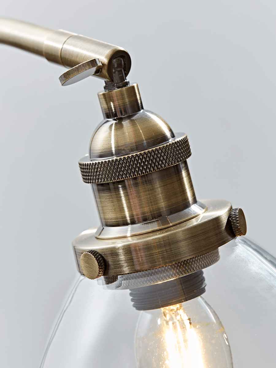 Product photograph of Domed Glass Desk Lamp - Brass from Cox and Cox.