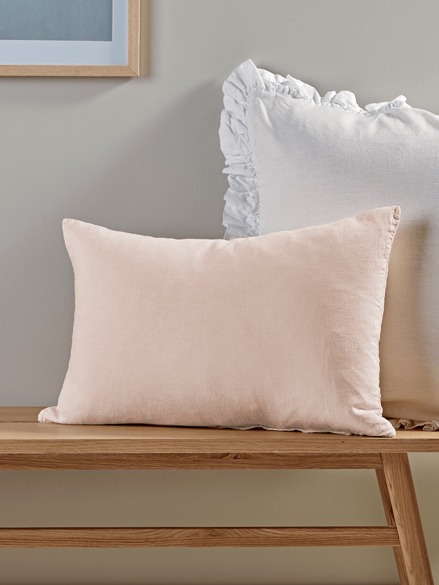 

Washed Linen Rectangular Cushion - Soft Blush
