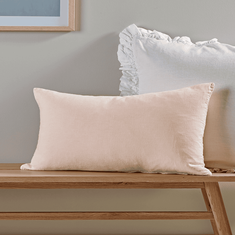 Washed Linen Rectangular Cushion Soft Blush