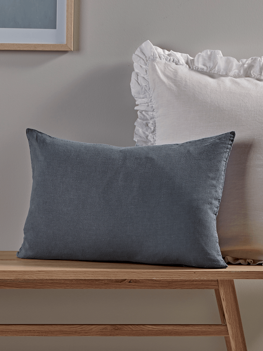 

Washed Linen Rectangular Cushion - Soft Indigo
