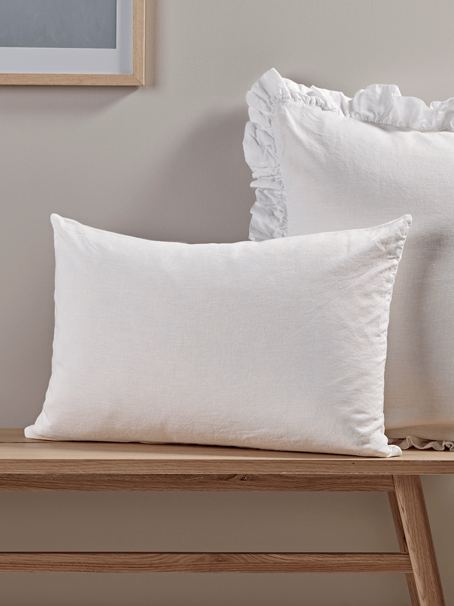 

Washed Linen Rectangular Cushion - White