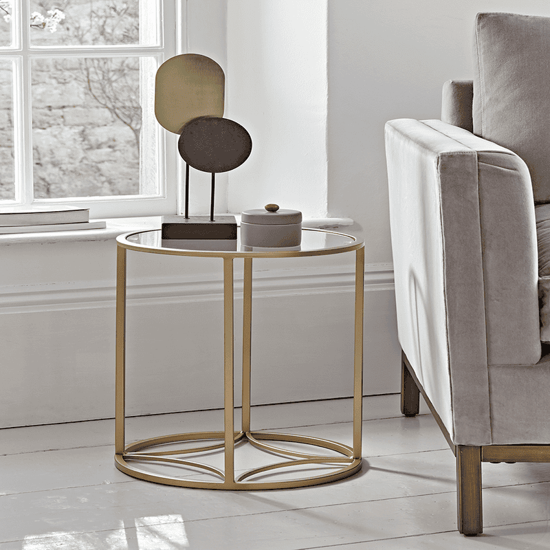 Round Gold Glass Side Table