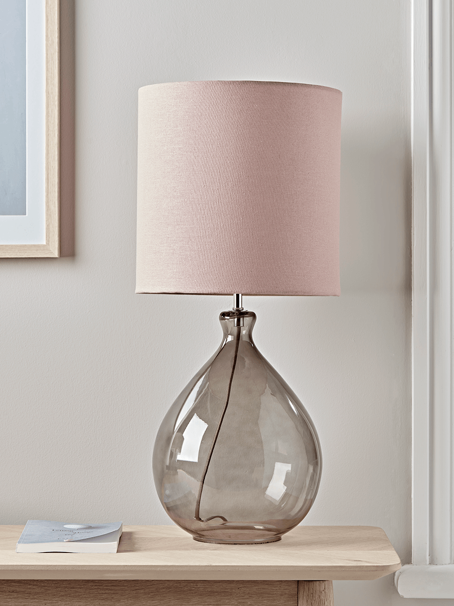 Product photograph of Sanna Smoke Blush Table Lamp from Cox and Cox