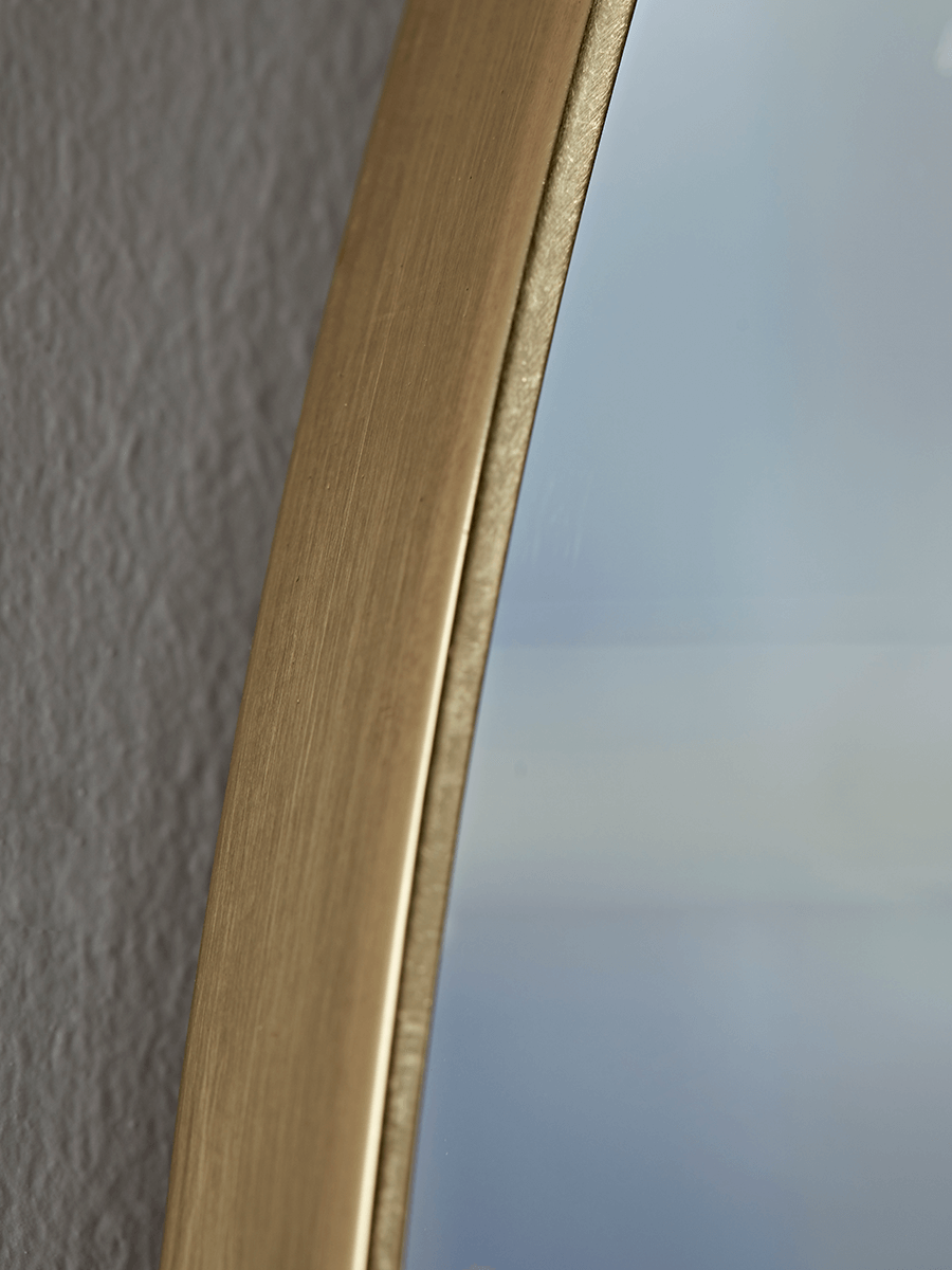 Product photograph of Antique Brass Slim Frame Round Mirror - Medium from Cox and Cox.