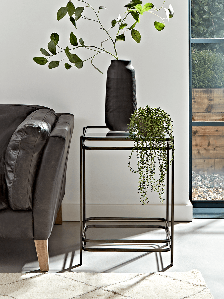 

Square Glass Topped Side Table