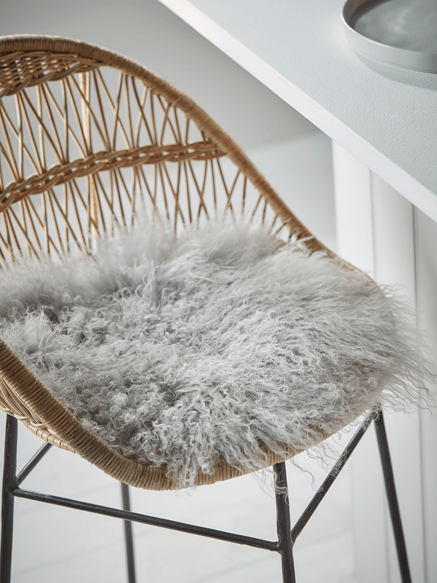 Product photograph of Tibetan Sheepskin Seat Pad - Soft Grey from Cox and Cox