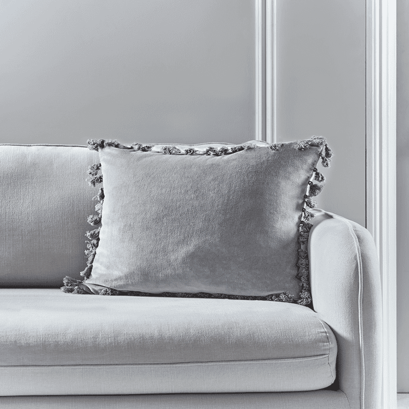 Grey tassel pillow best sale