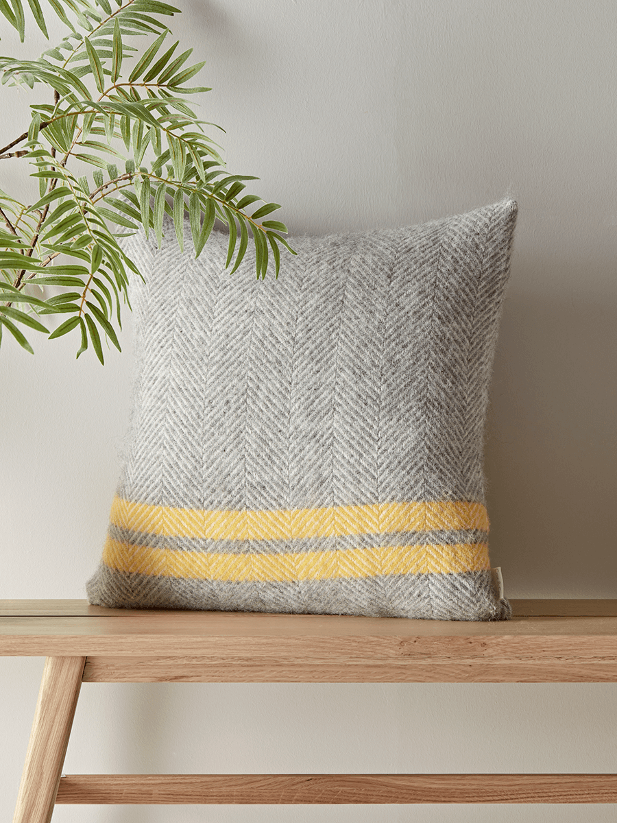 

Soft Wool Cushion - Mustard French Stripe