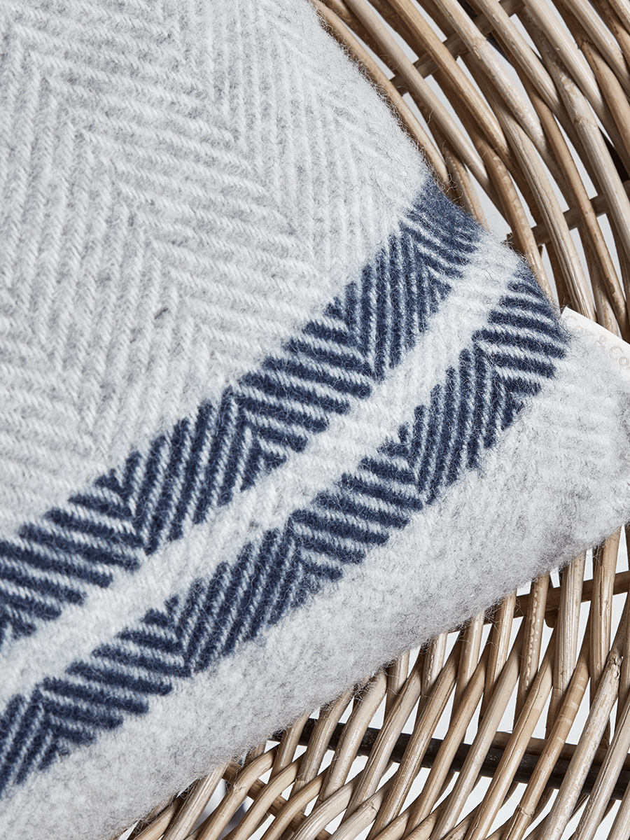 Product photograph of Soft Wool Cushion Cover - Blue French Stripe from Cox and Cox.