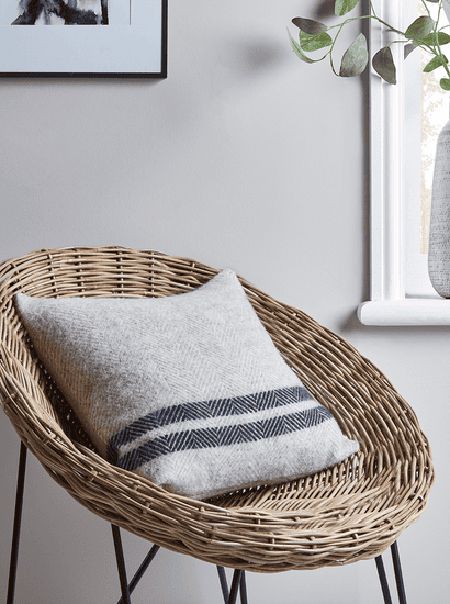 Soft Wool Cushion Cover - Blue French Stripe