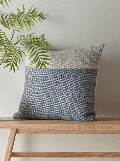 Soft Wool Cushion Cover - Blue & Grey