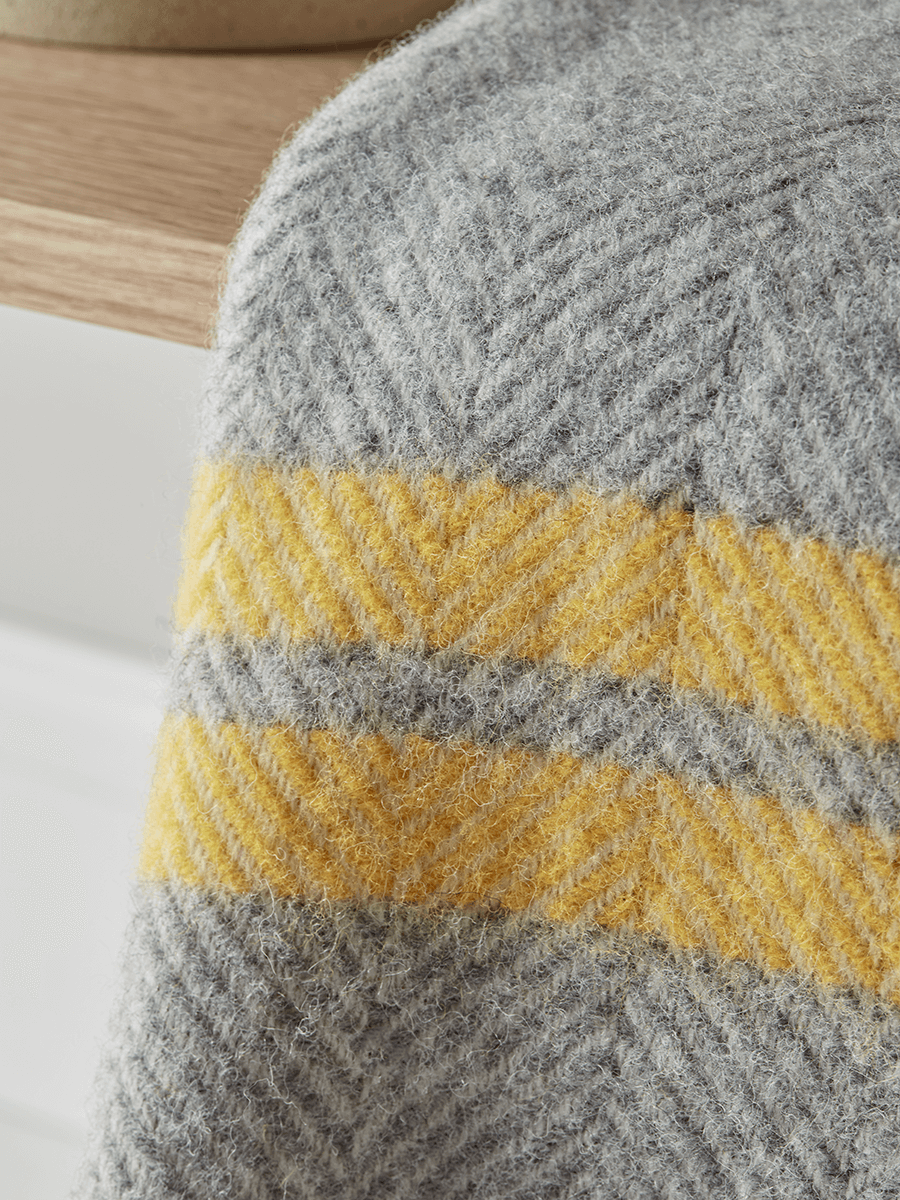 Soft Wool Throw - Mustard French Stripe 1825414 Furniture
