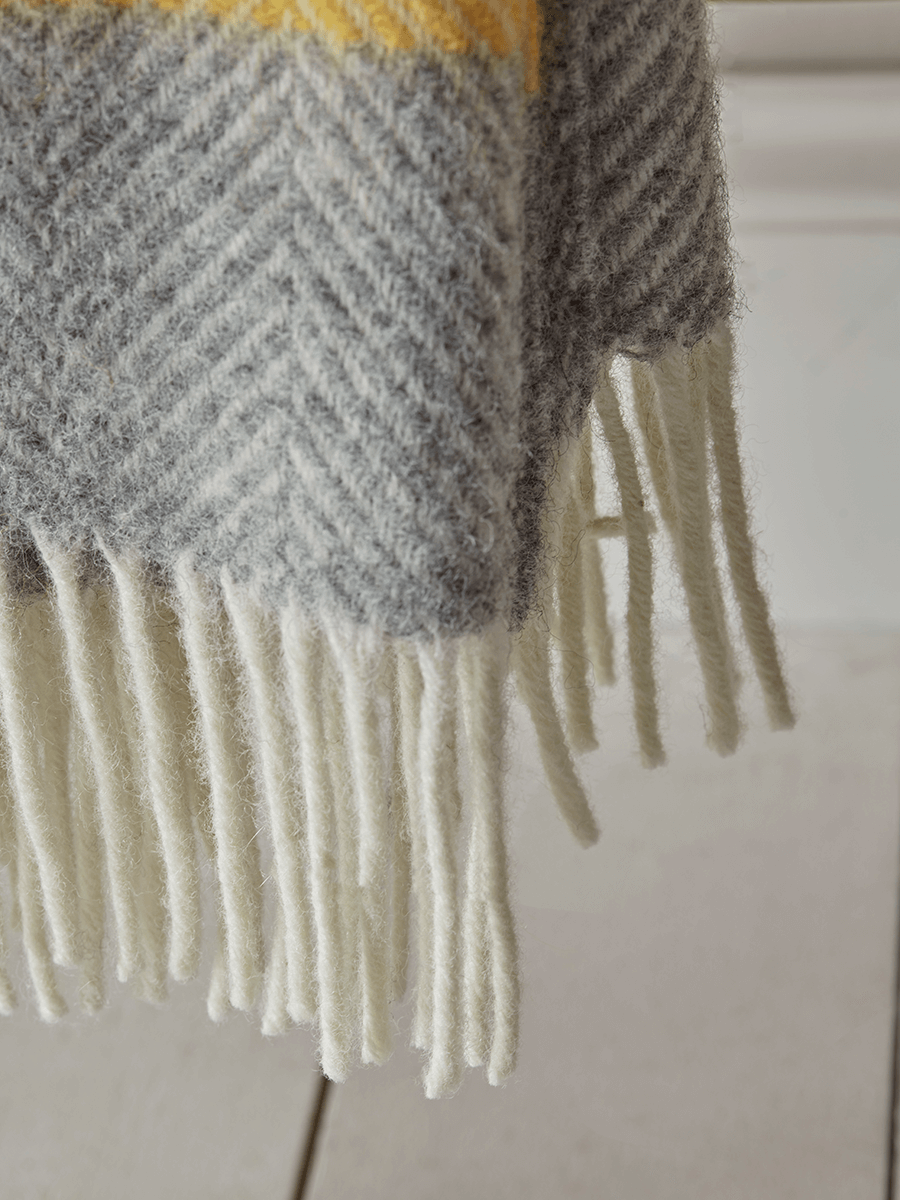 Soft Wool Throw - Mustard French Stripe 1825414 Furniture