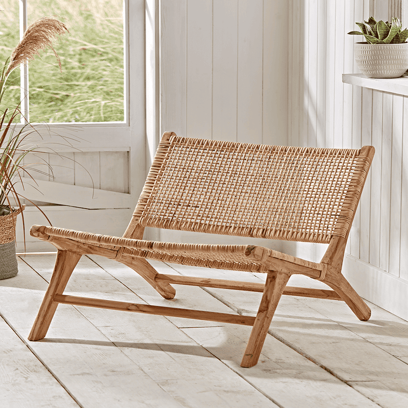 Flat Rattan Webbing Lounge Chair