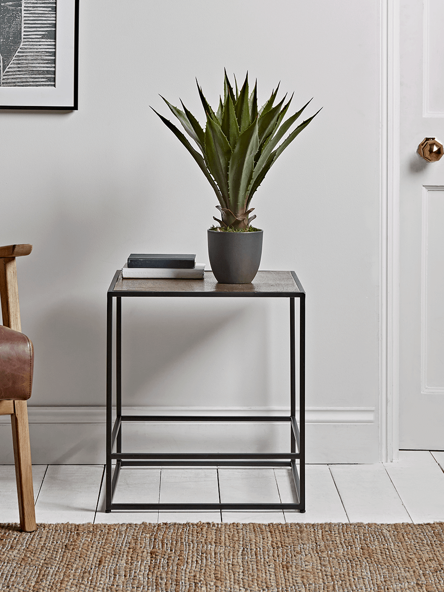 

Textured Topped Metal Side Table - Gold