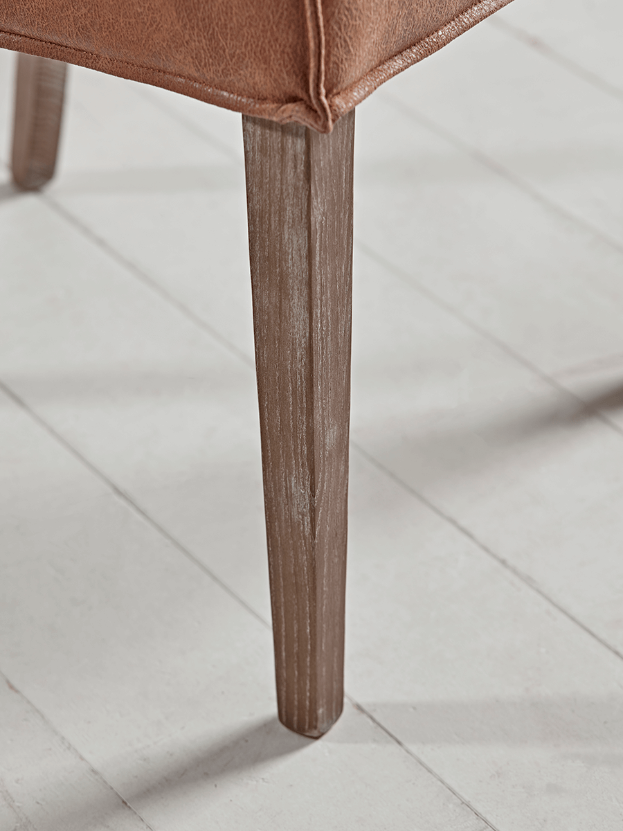 Product photograph of Two Leather Wood Dining Chairs from Cox and Cox.