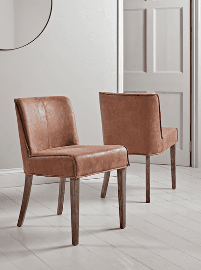 Two Leather & Wood Dining Chairs