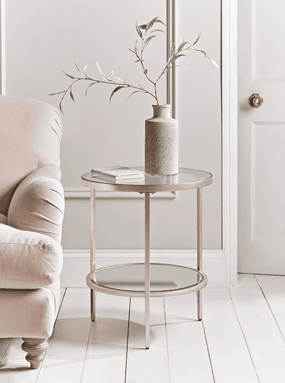 Glass Display Side Table - Soft Gold
