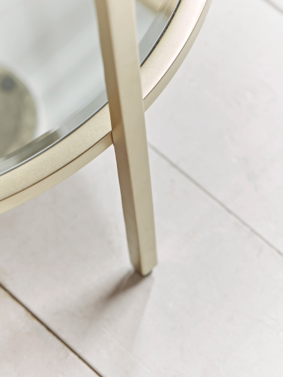 Product photograph of Glass Display Side Table - Soft Gold from Cox and Cox.