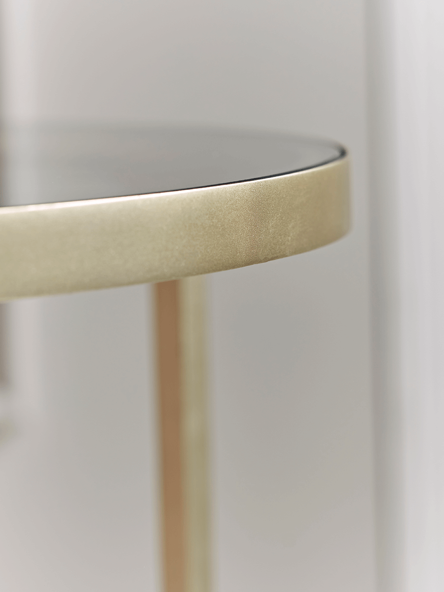 Product photograph of Glass Display Side Table - Soft Gold from Cox and Cox.