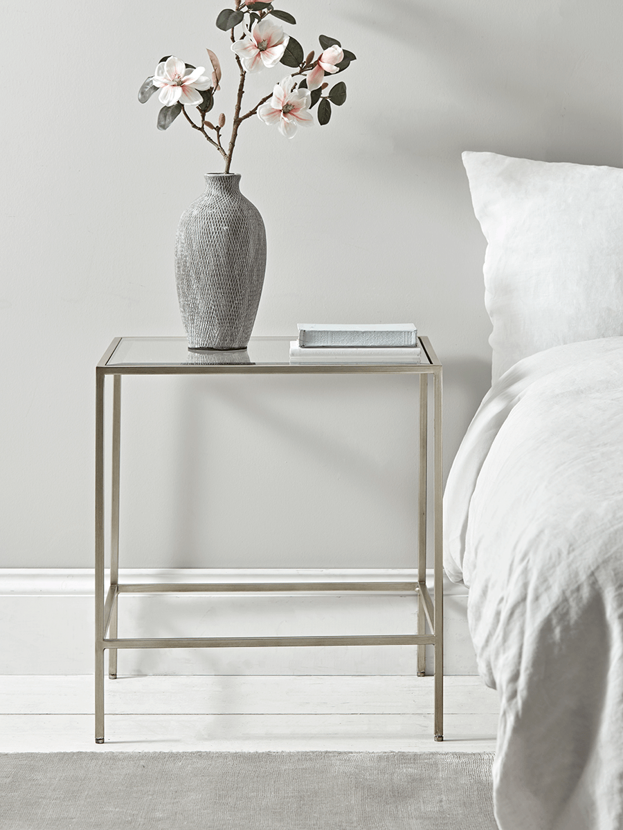 Product photograph of Villette Bedside Table - Silver from Cox and Cox