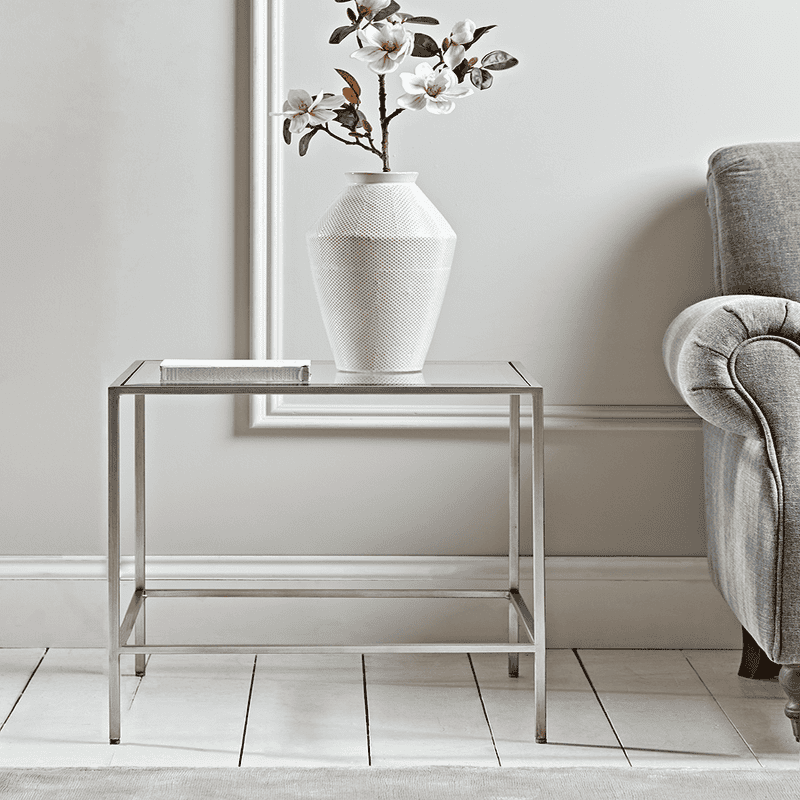 Silver glass shop side table