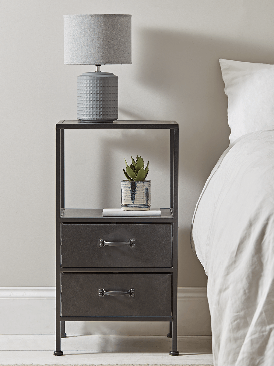 

Industrial Two Drawer Bedside Table