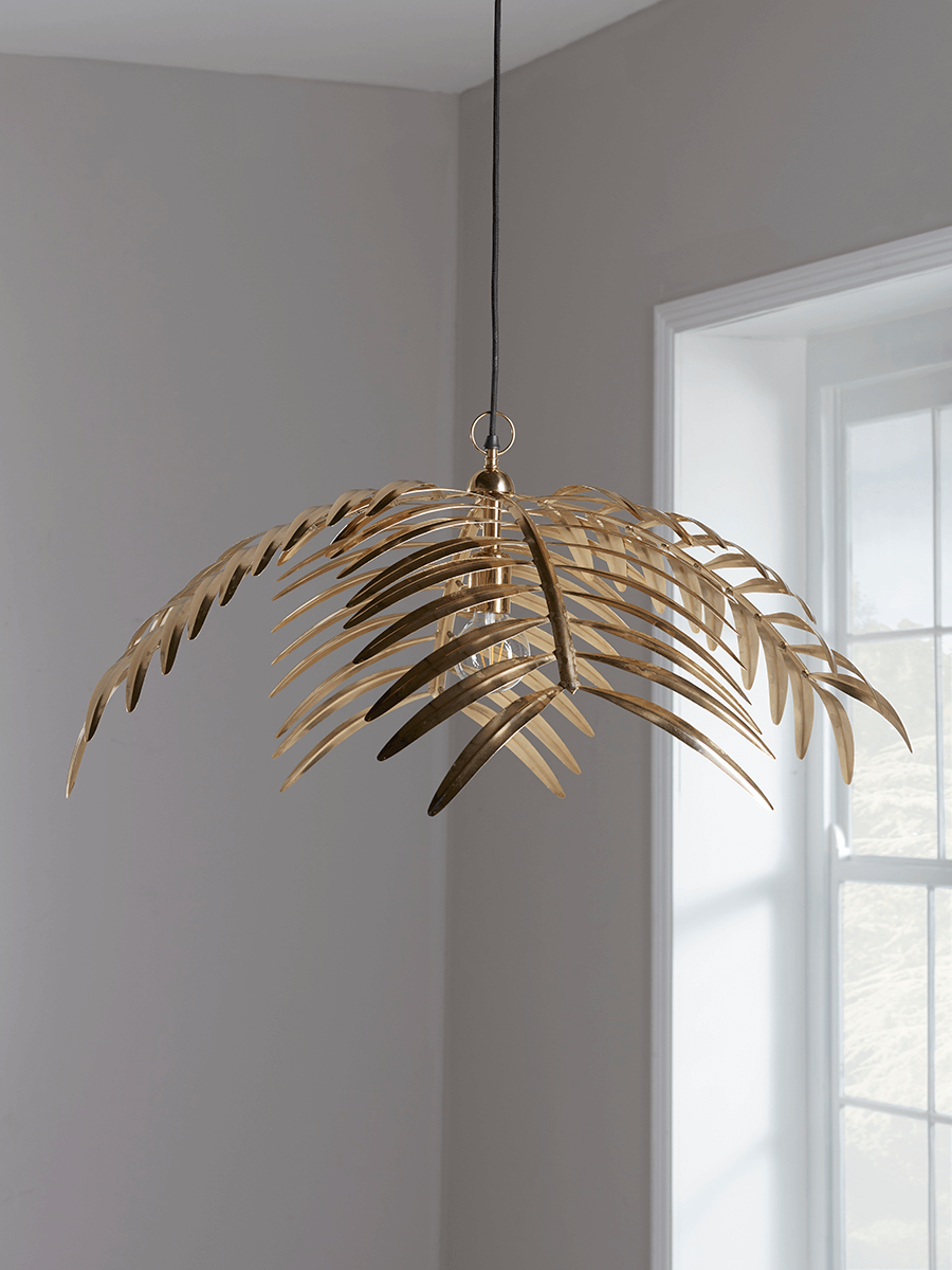 Product photograph of Gold Palm Pendant from Cox and Cox