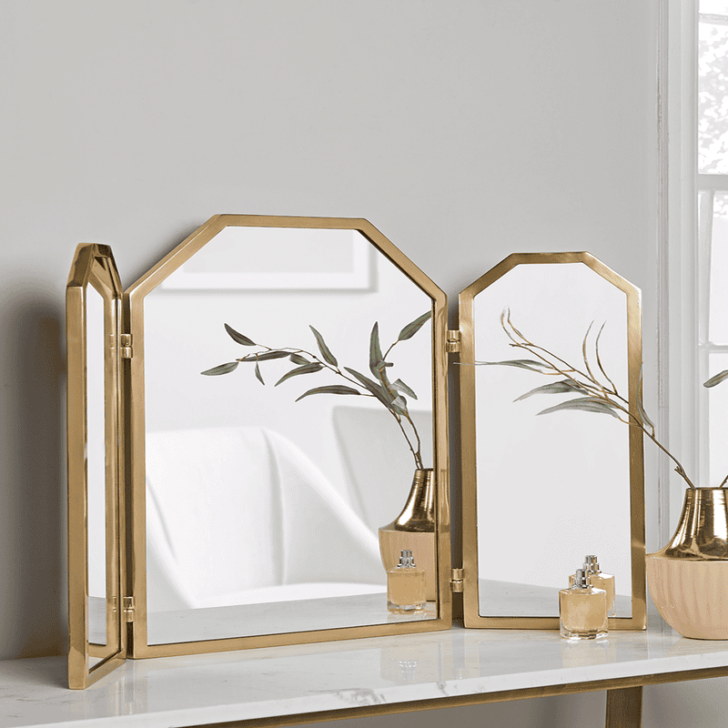 Dressing table with folding mirror deals