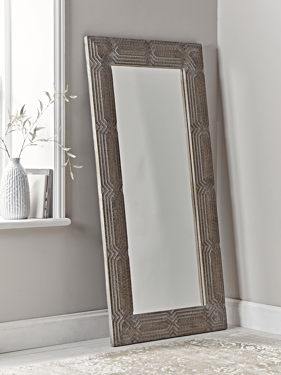 Whitewashed Full Length Mirror