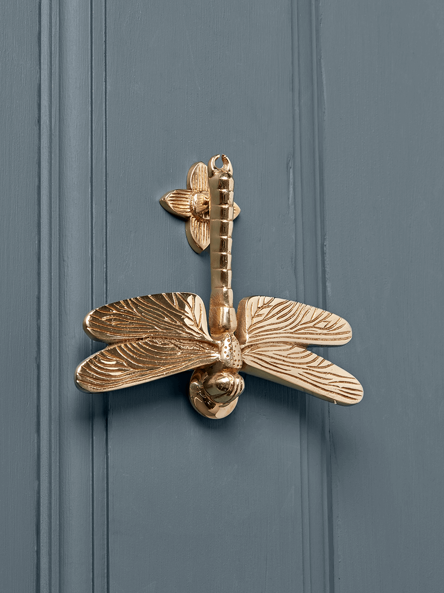 Product photograph of Dragonfly Door Knocker Solid Brass from Cox and Cox