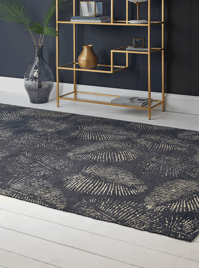 Navy Deco & Palm Rug